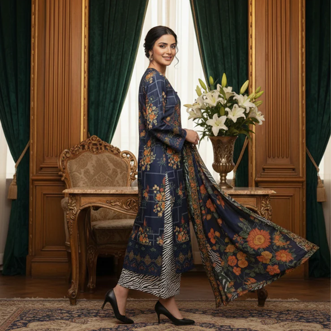 Blue Bloom Coattail Suit