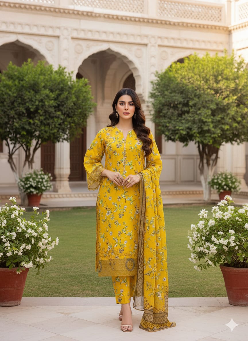 Limelight floral 3pc khaddar