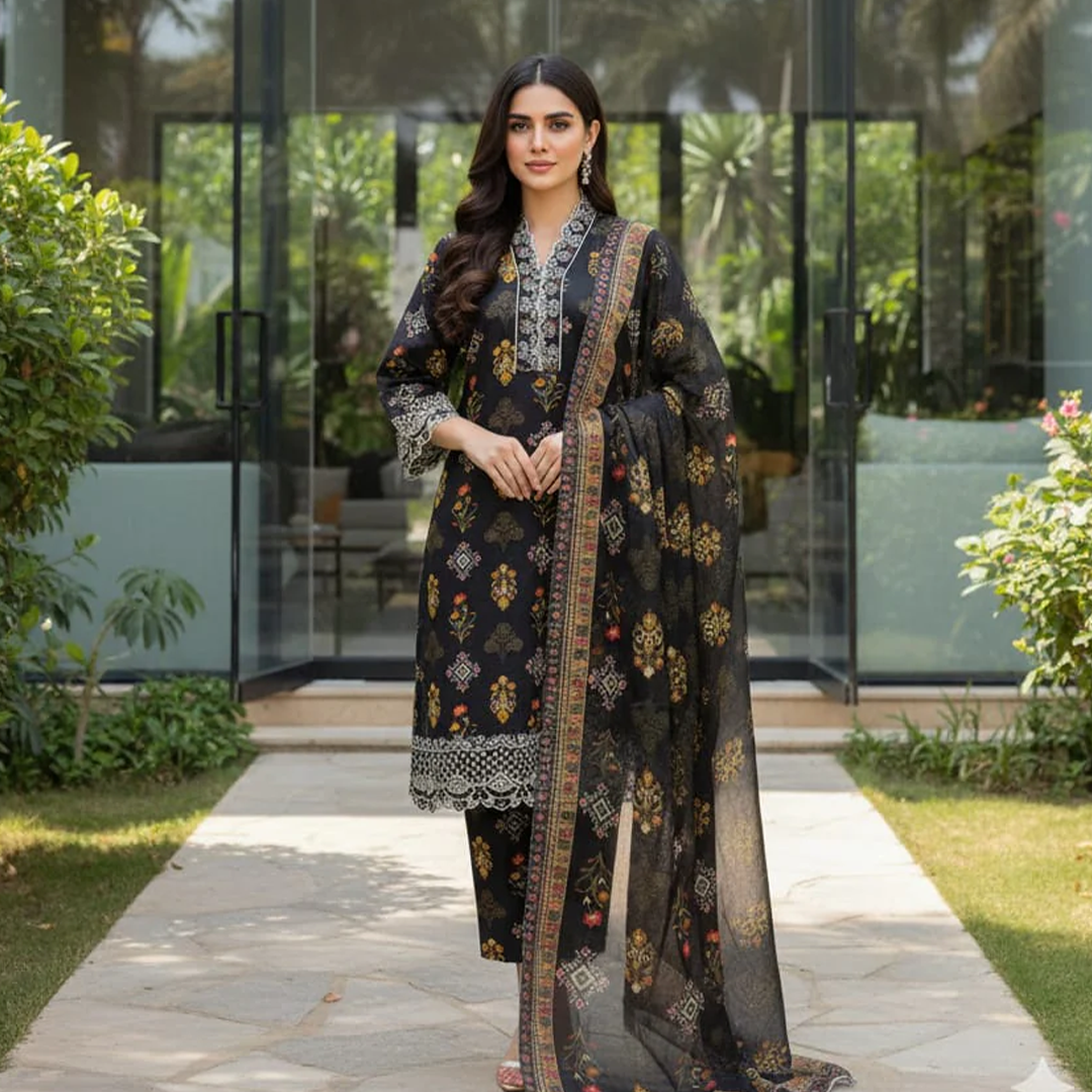 Black beauty 3pc khaddar