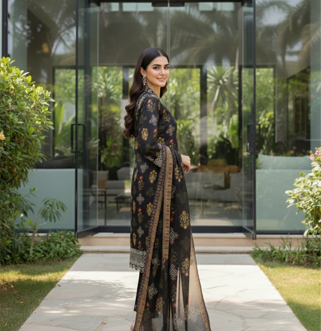 Black beauty 3pc khaddar