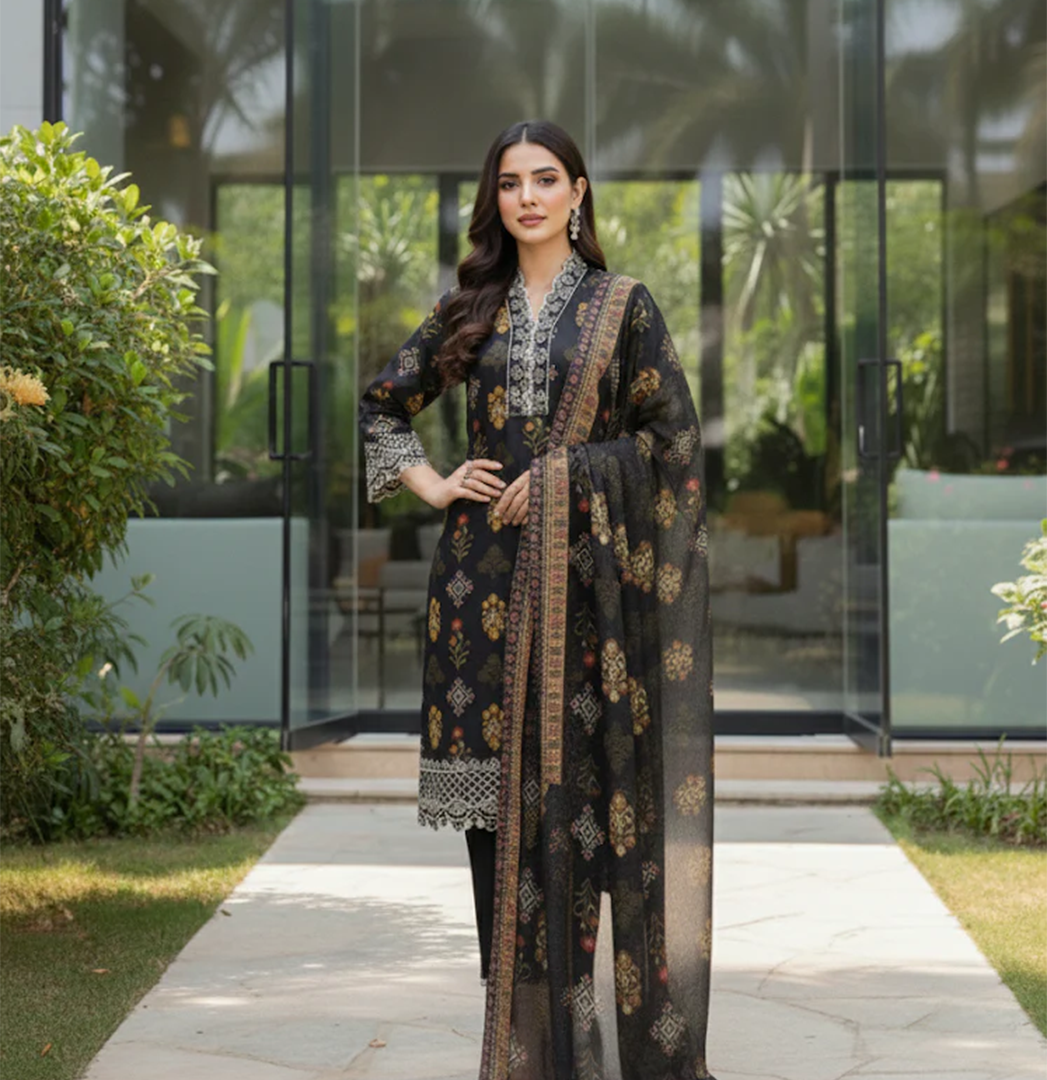 Black beauty 3pc khaddar