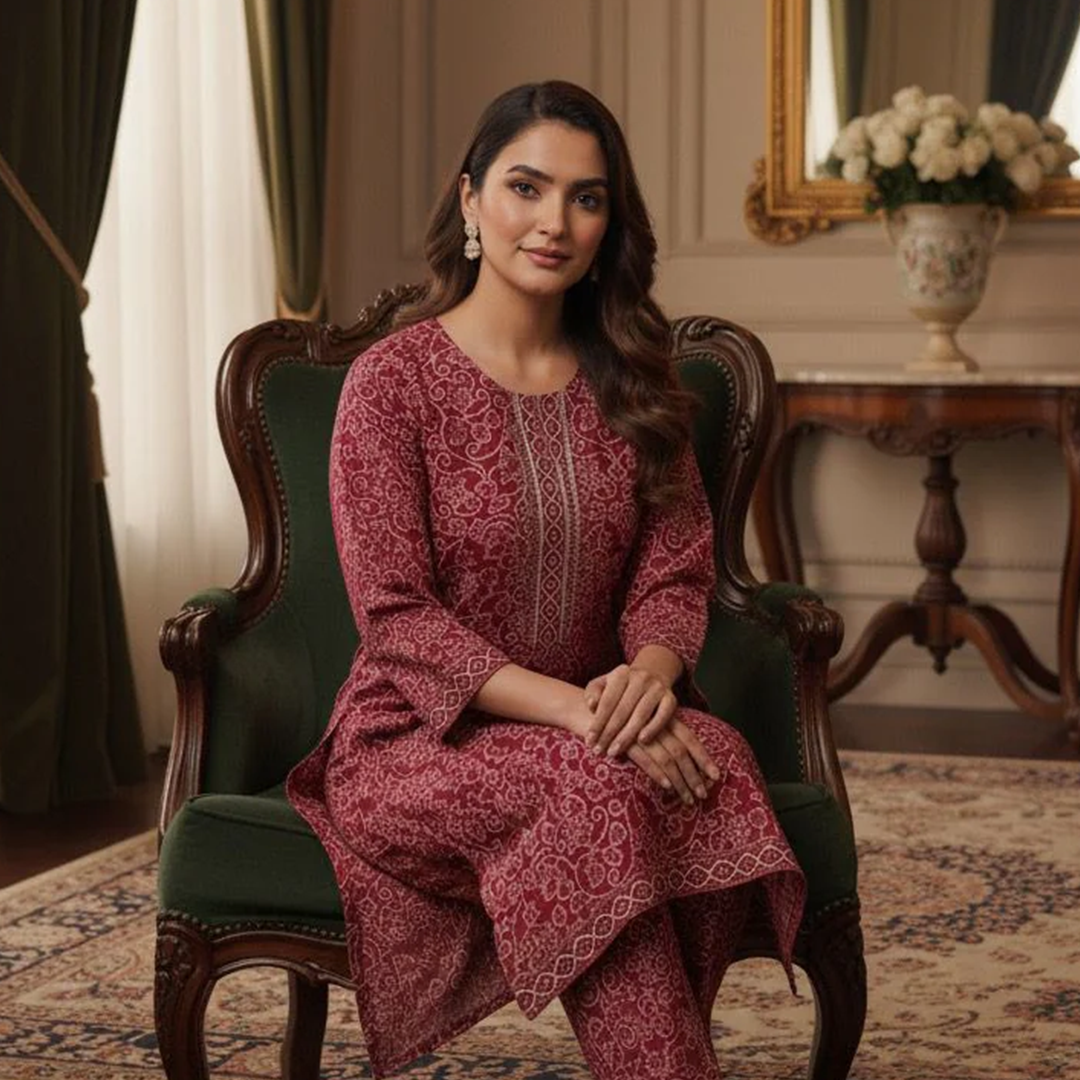 Chunri khaddar 2pc suit