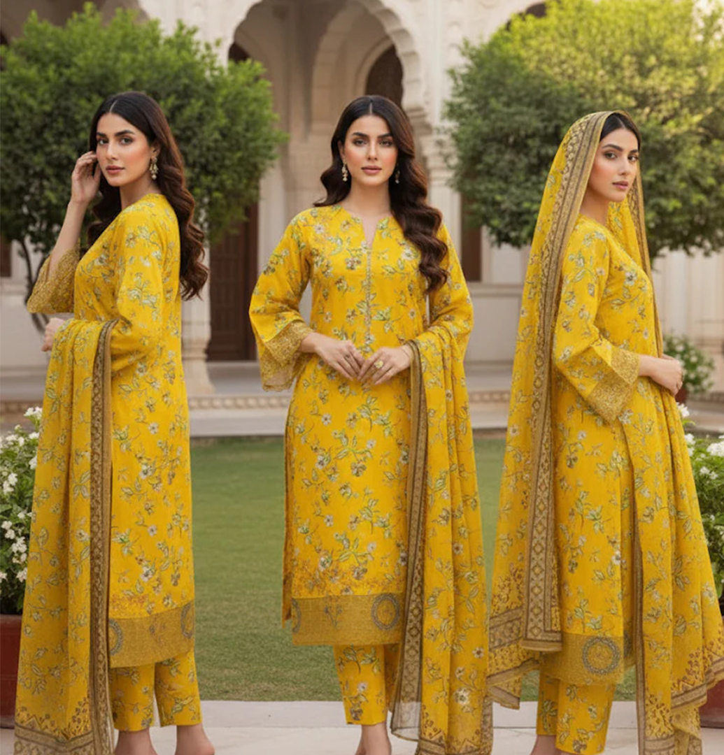 Limelight floral 3pc khaddar