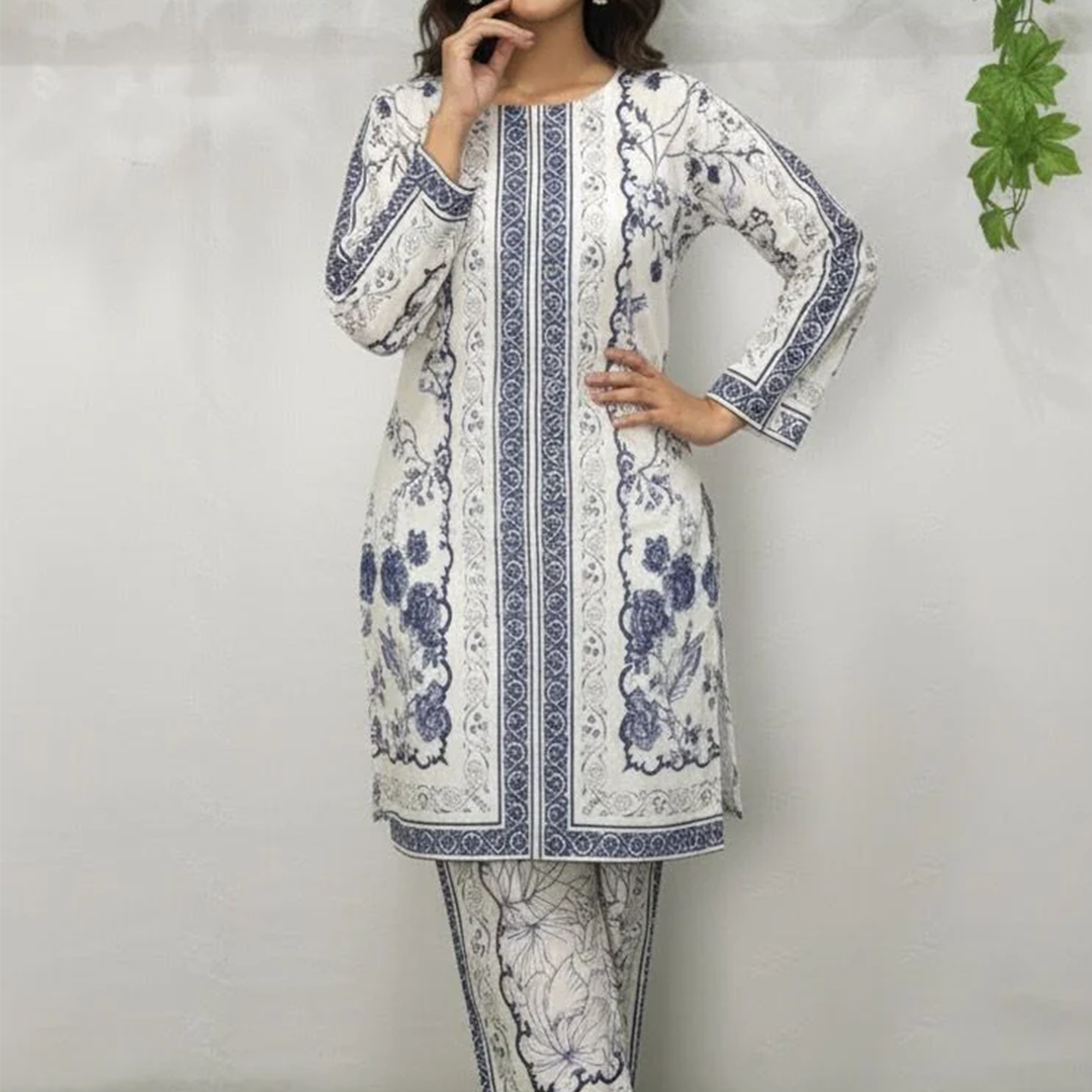 Blue Leaf silk Co-ord Set