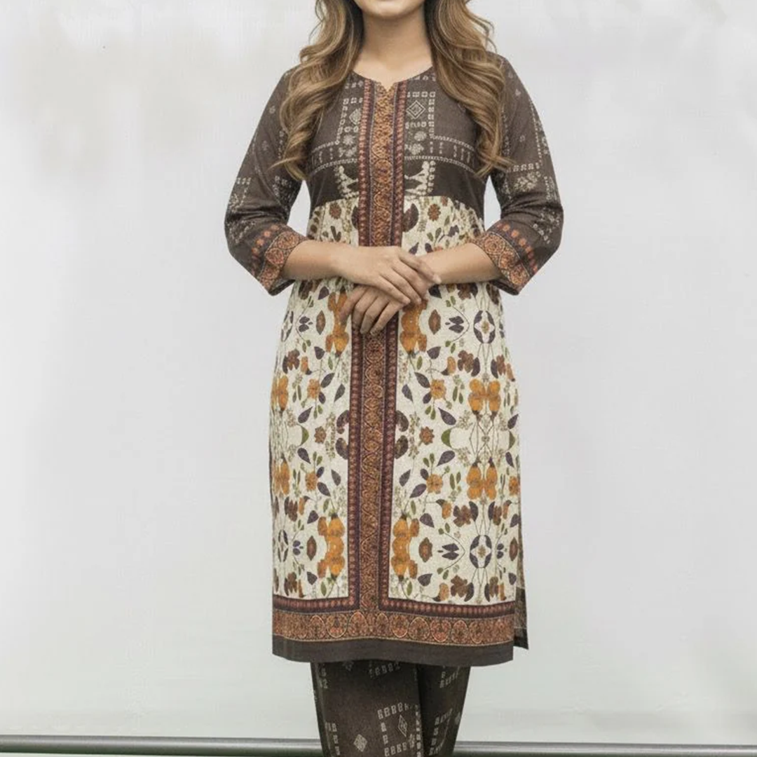 Brown & cream silk co-ord set