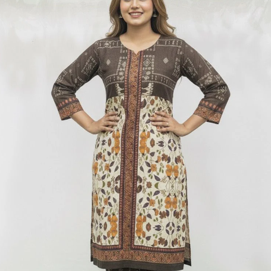 Brown & cream silk co-ord set