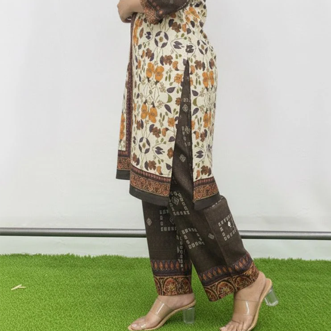 Brown & cream silk co-ord set