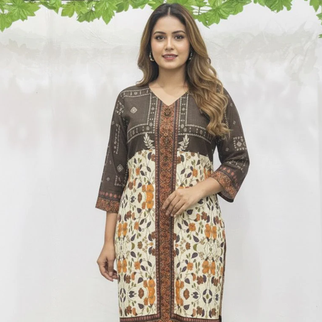 Brown & cream silk co-ord set