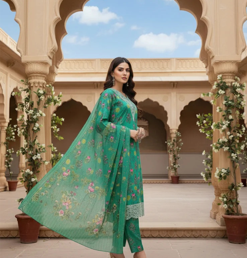 Ocean green 3pc khaddar