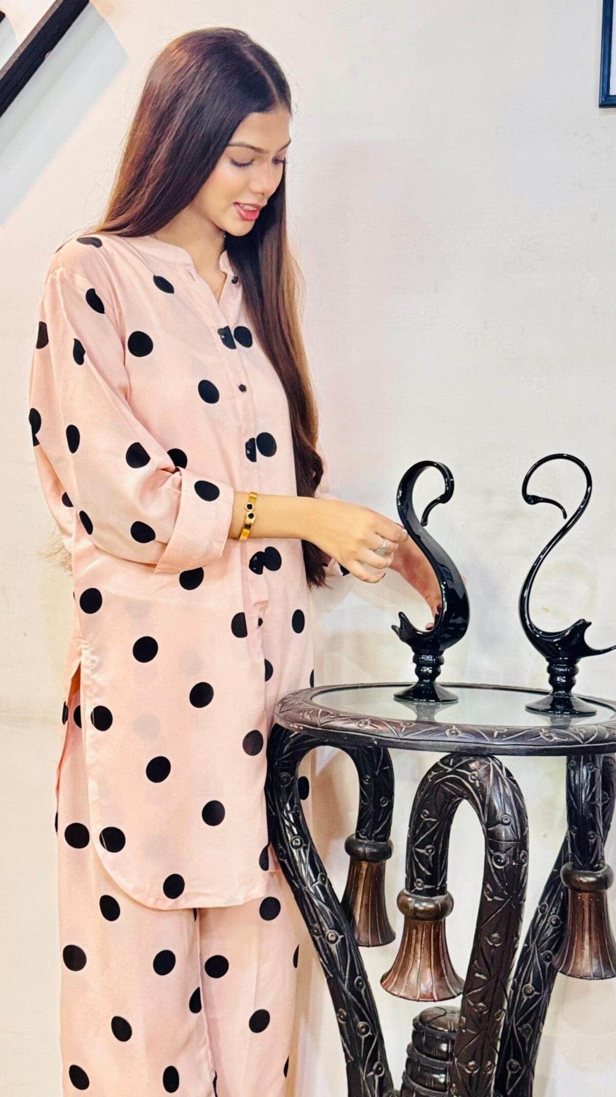 2pc Polka dots grip silk Co-Ord set - Maan&Mahi