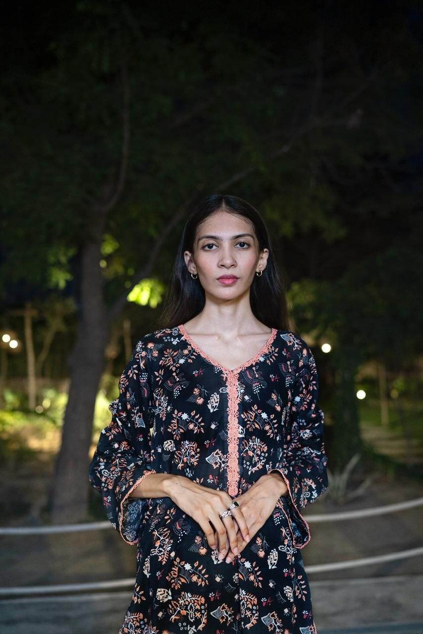 Midnight Bloom Co-ord Set lawn - Maan&Mahi