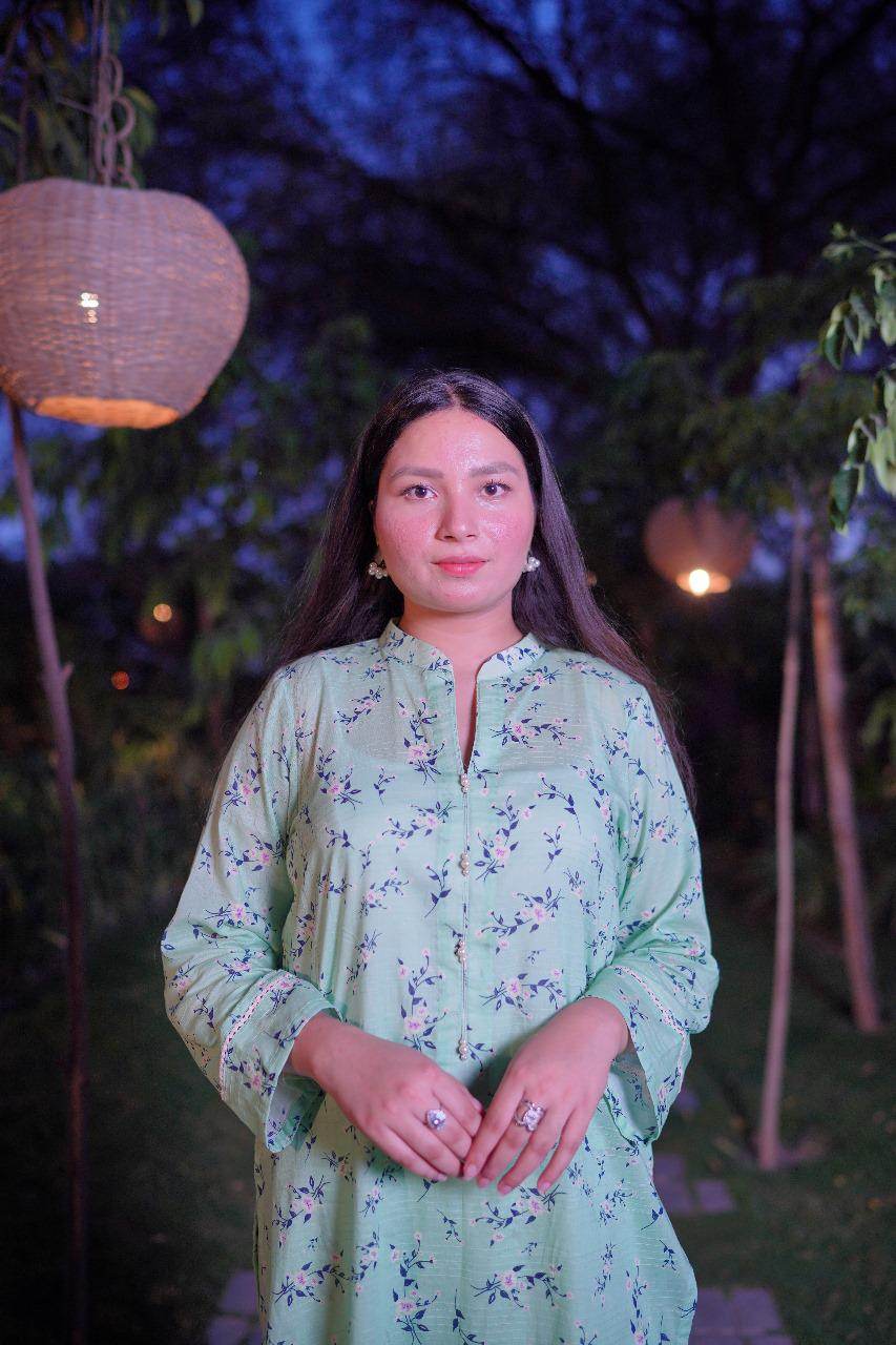 2pc light pista digital airjet doria lawn co-ord set - Maan&Mahi