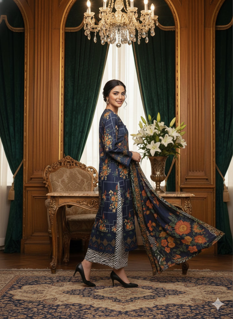 Blue Bloom Coattail Suit