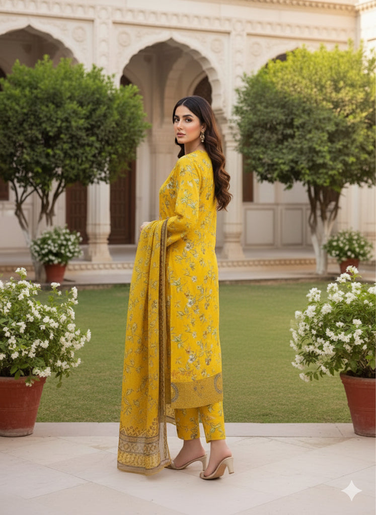 Limelight floral 3pc khaddar
