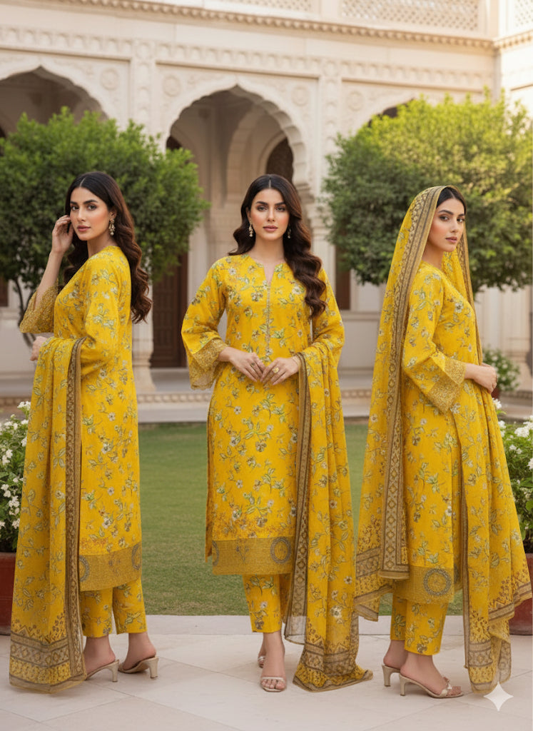 Limelight floral 3pc khaddar