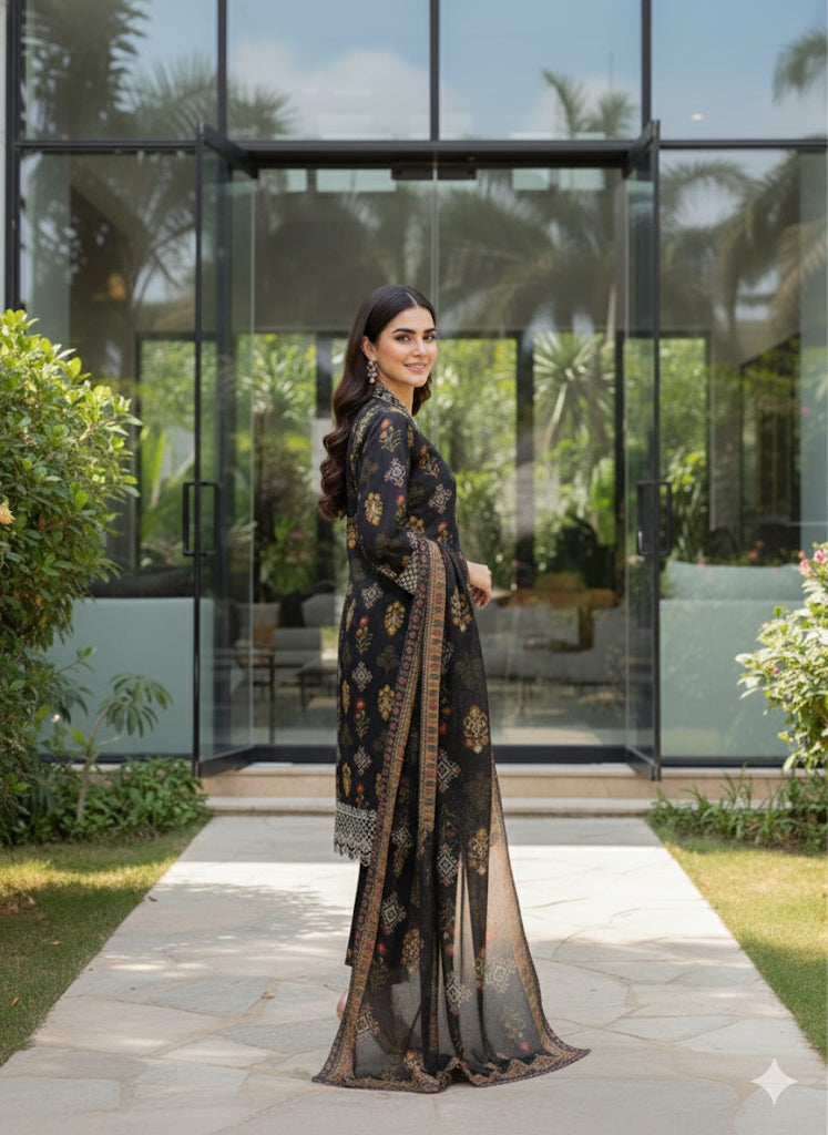 Black beauty 3pc khaddar