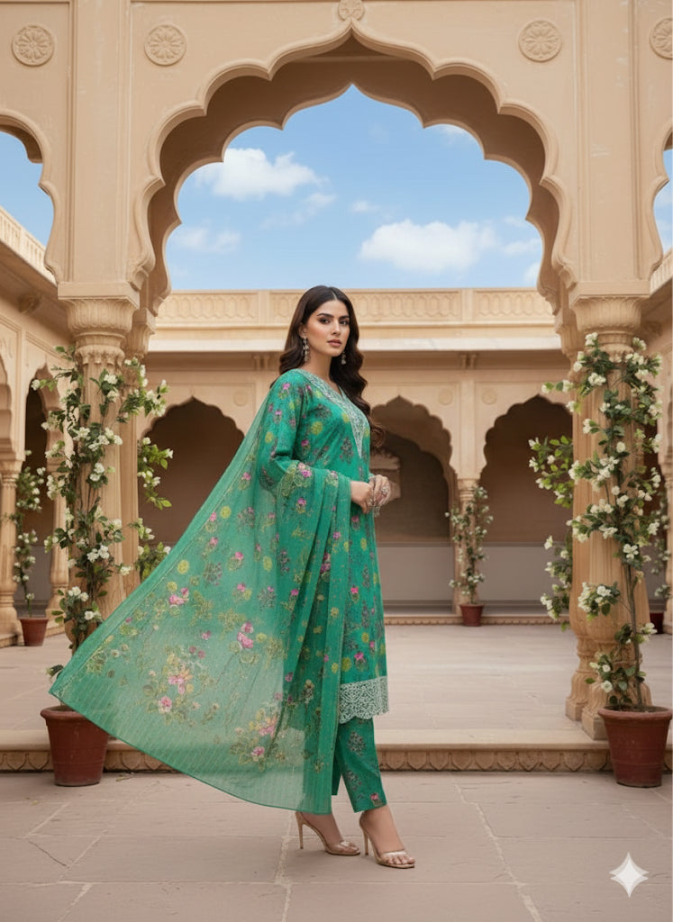 Ocean green 3pc khaddar