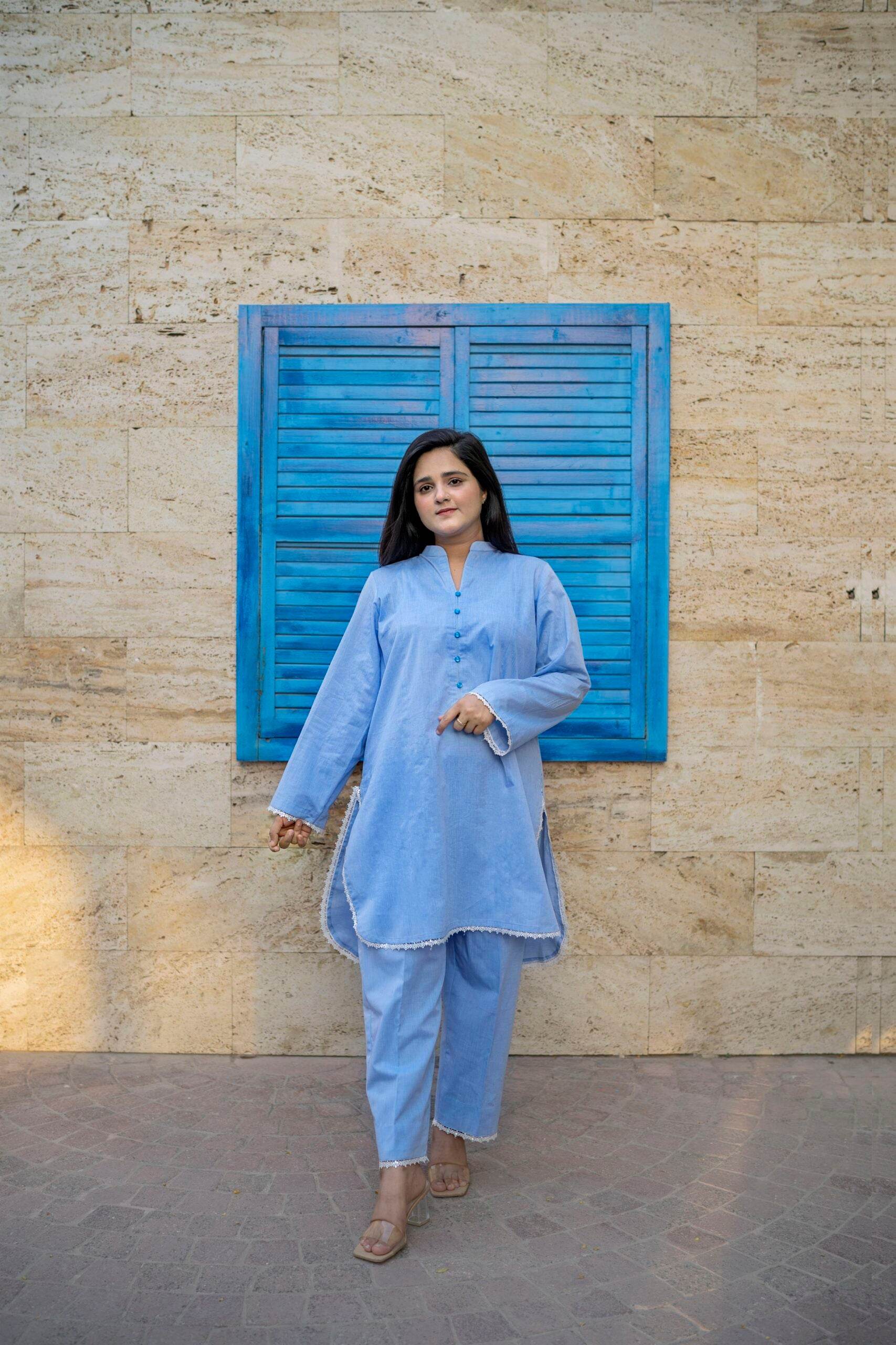 2pc blue sky premium cotton co-ord set - Maan&Mahi