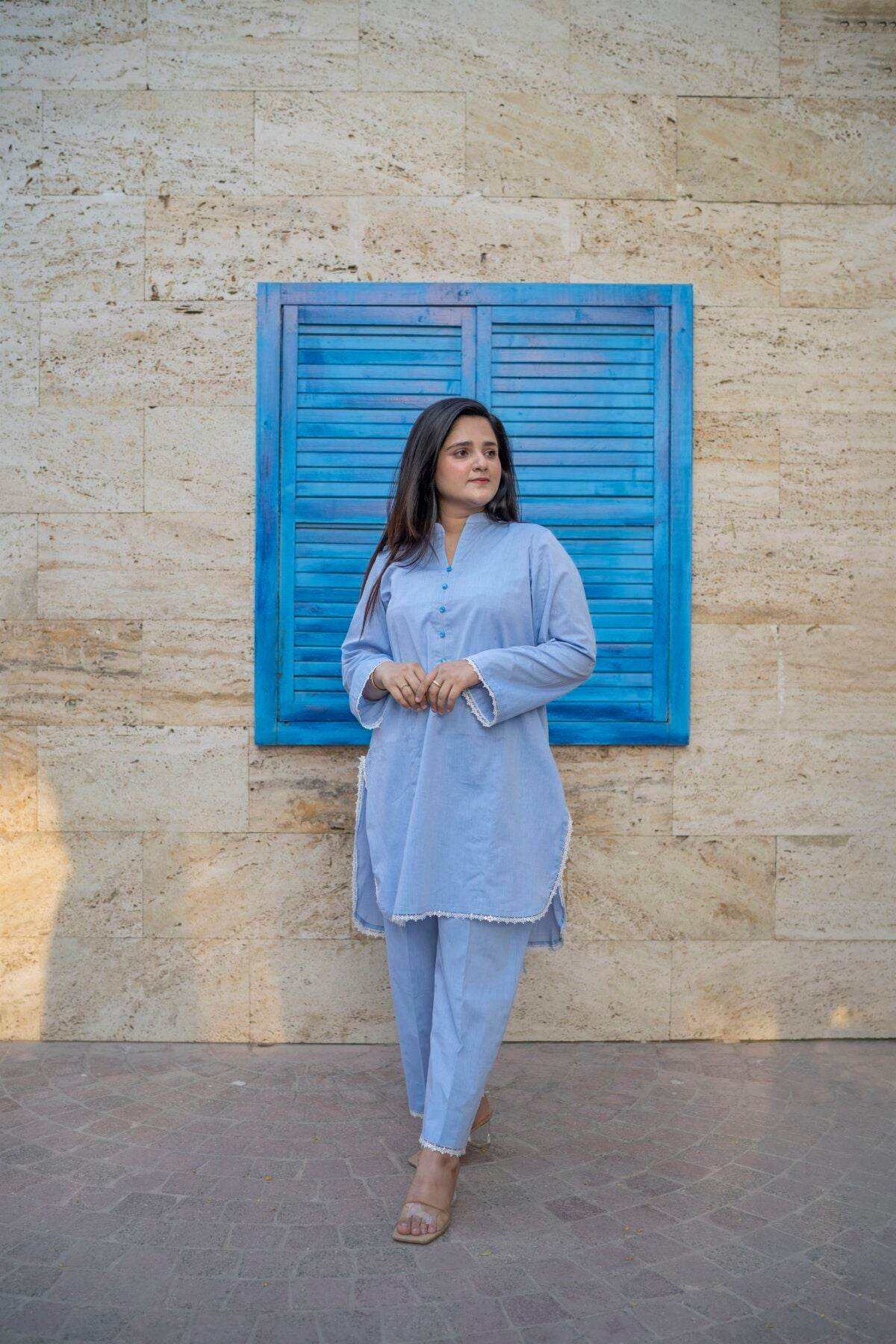 2pc blue sky premium cotton co-ord set - Maan&Mahi