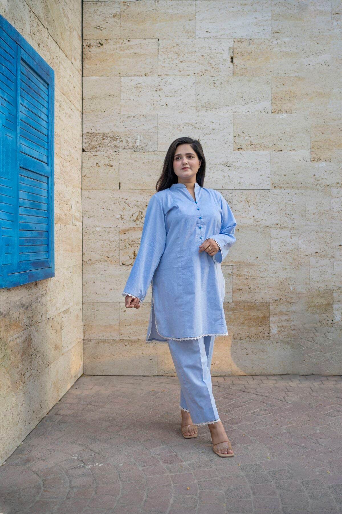 2pc blue sky premium cotton co-ord set - Maan&Mahi