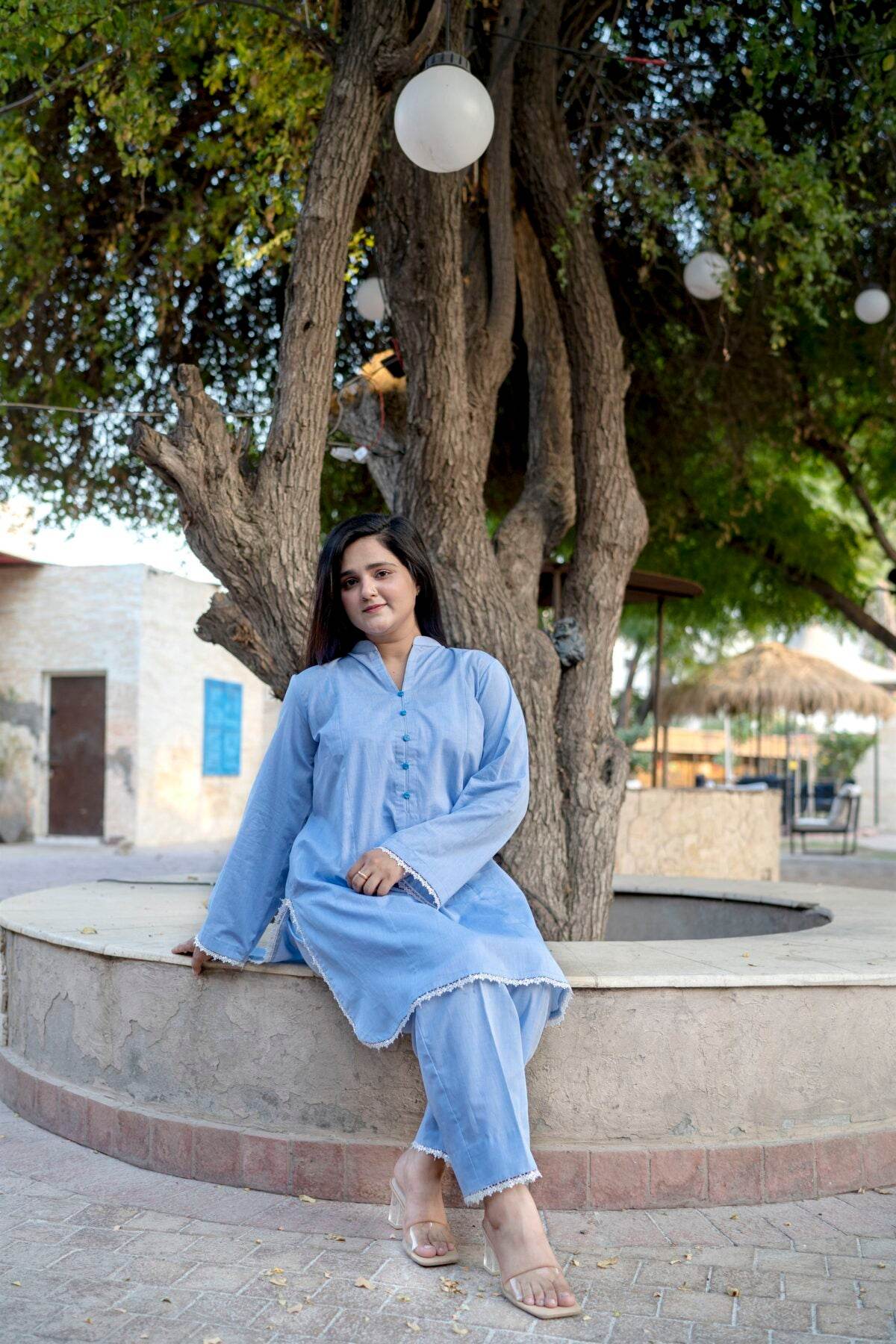 2pc blue sky premium cotton co-ord set - Maan&Mahi