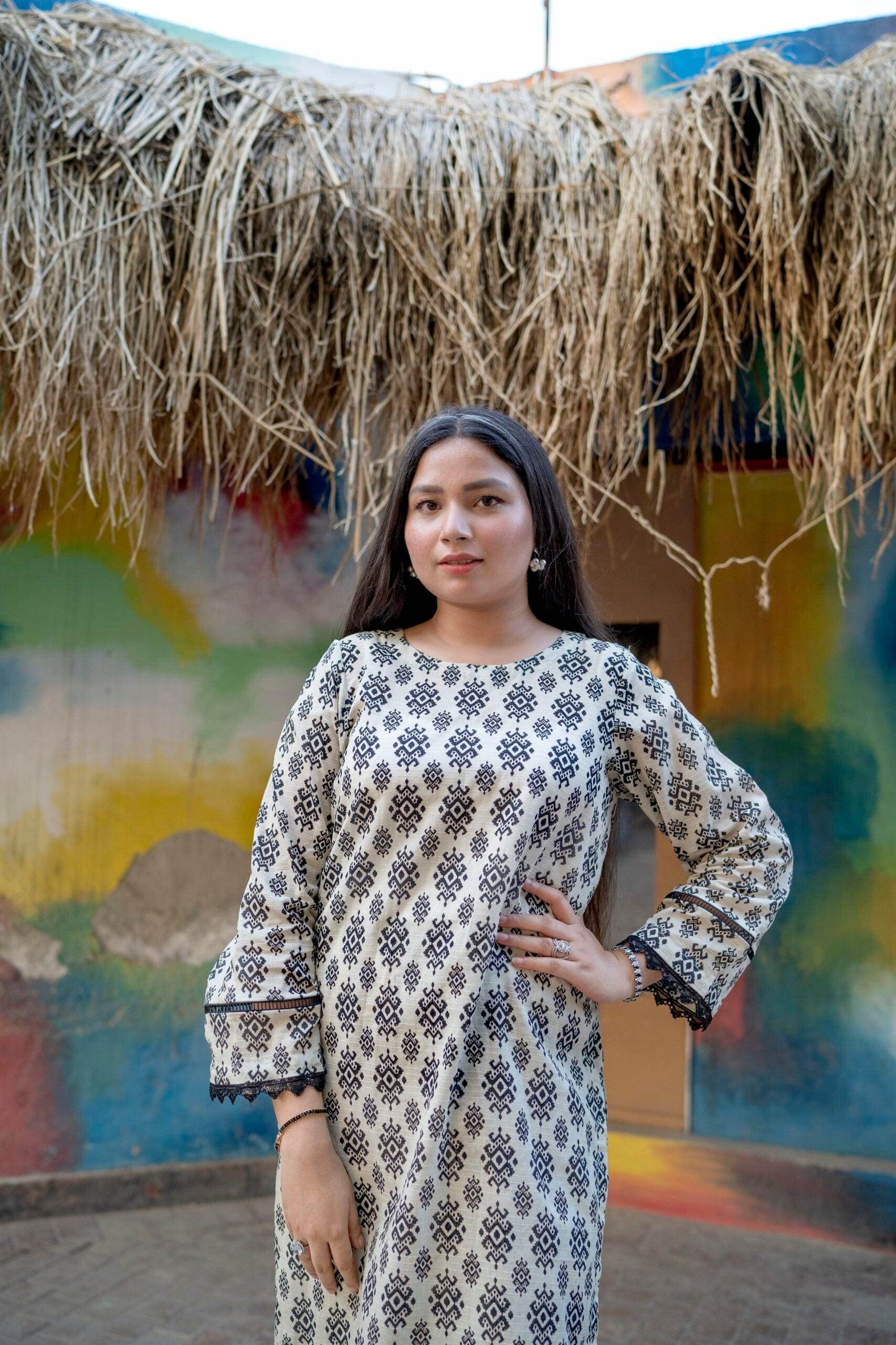 2pc off White Airjet Doria Lawn co-ord set - Maan&Mahi