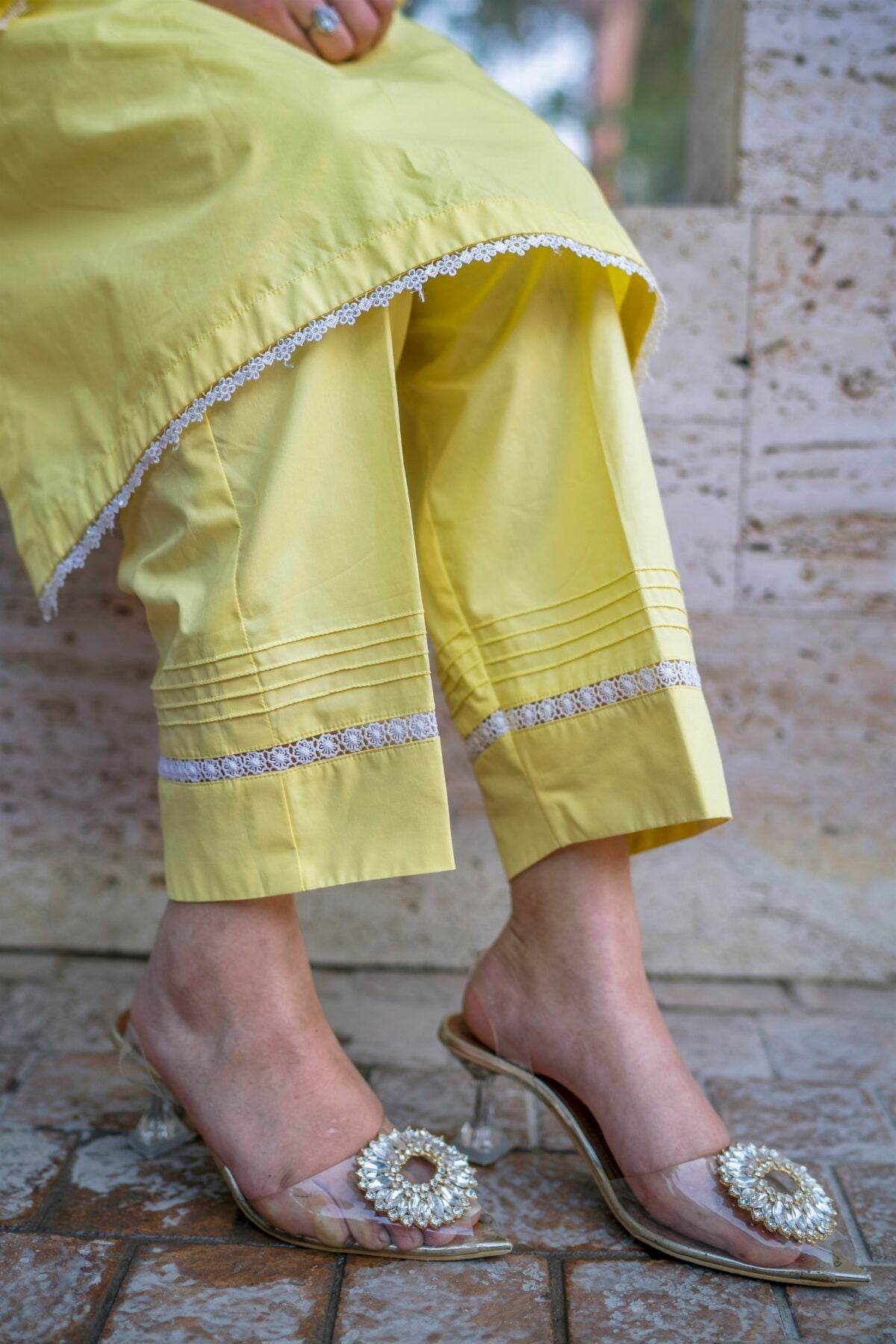 2pc Lime Yellow Premium Cotton Co-Ord Set - Maan&Mahi