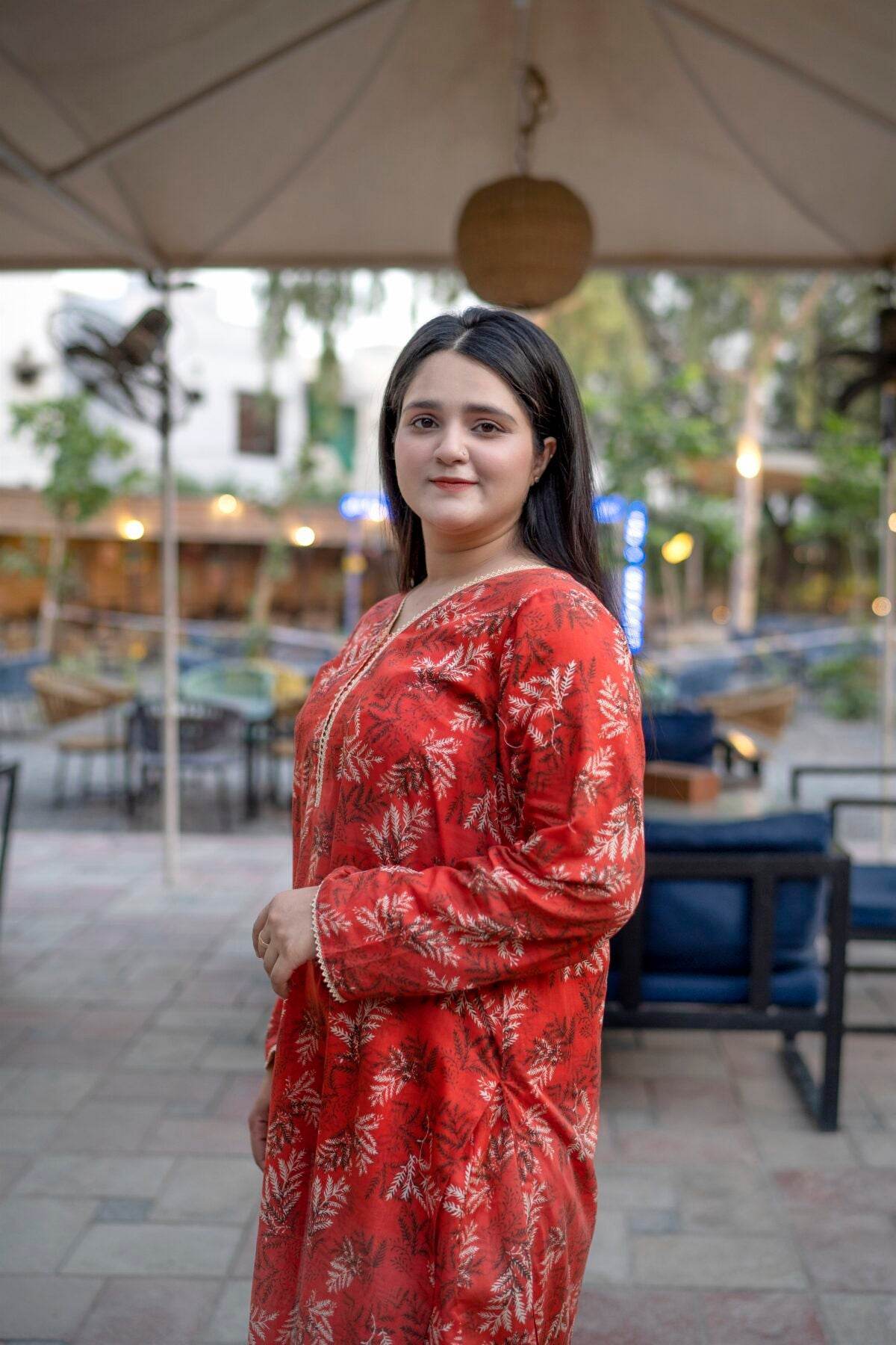 Persian Red Airjet Premium Lawn Co-Ord Set - Maan&Mahi