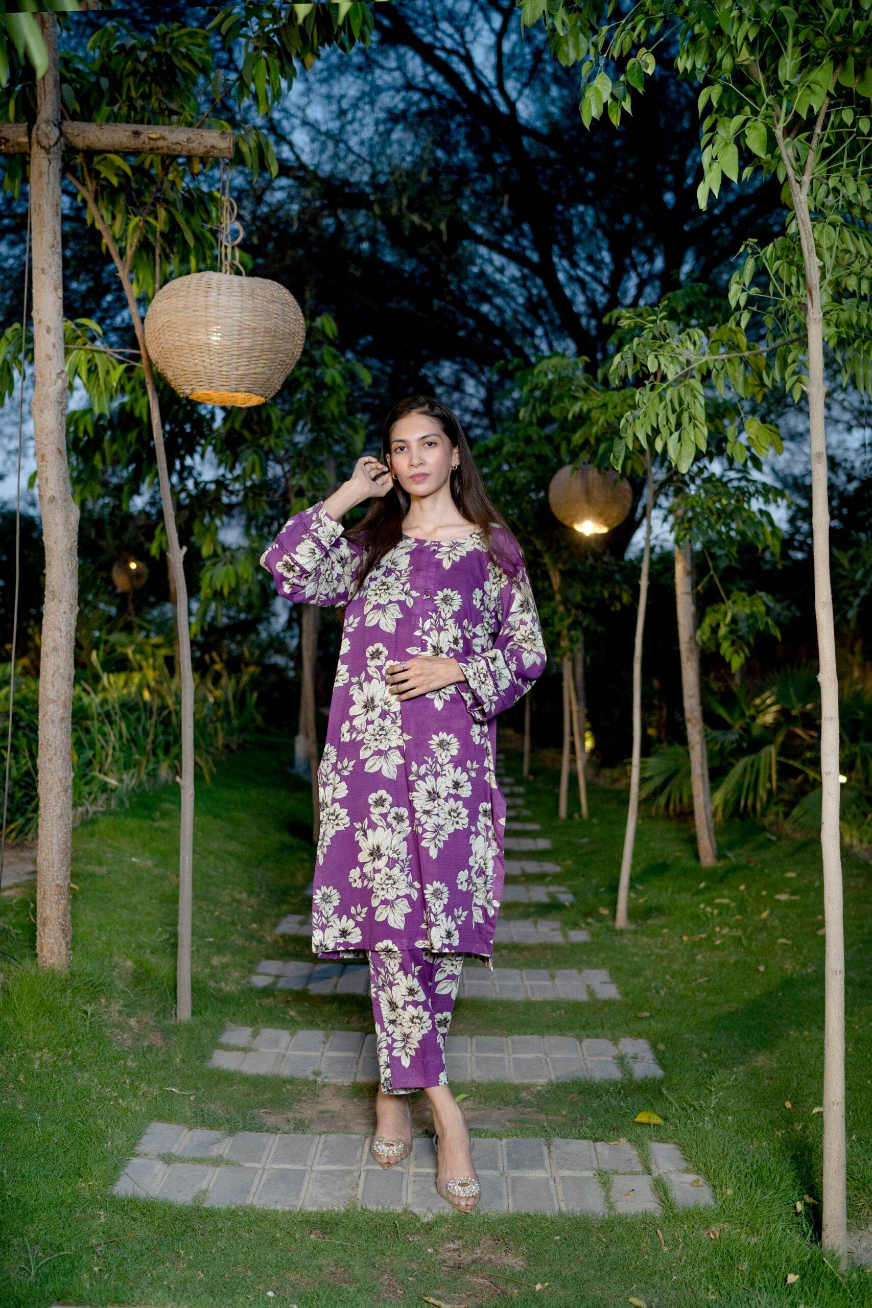 2pc Purple Digital Airjet Doria Lawn Co-Ord Set - Maan&Mahi