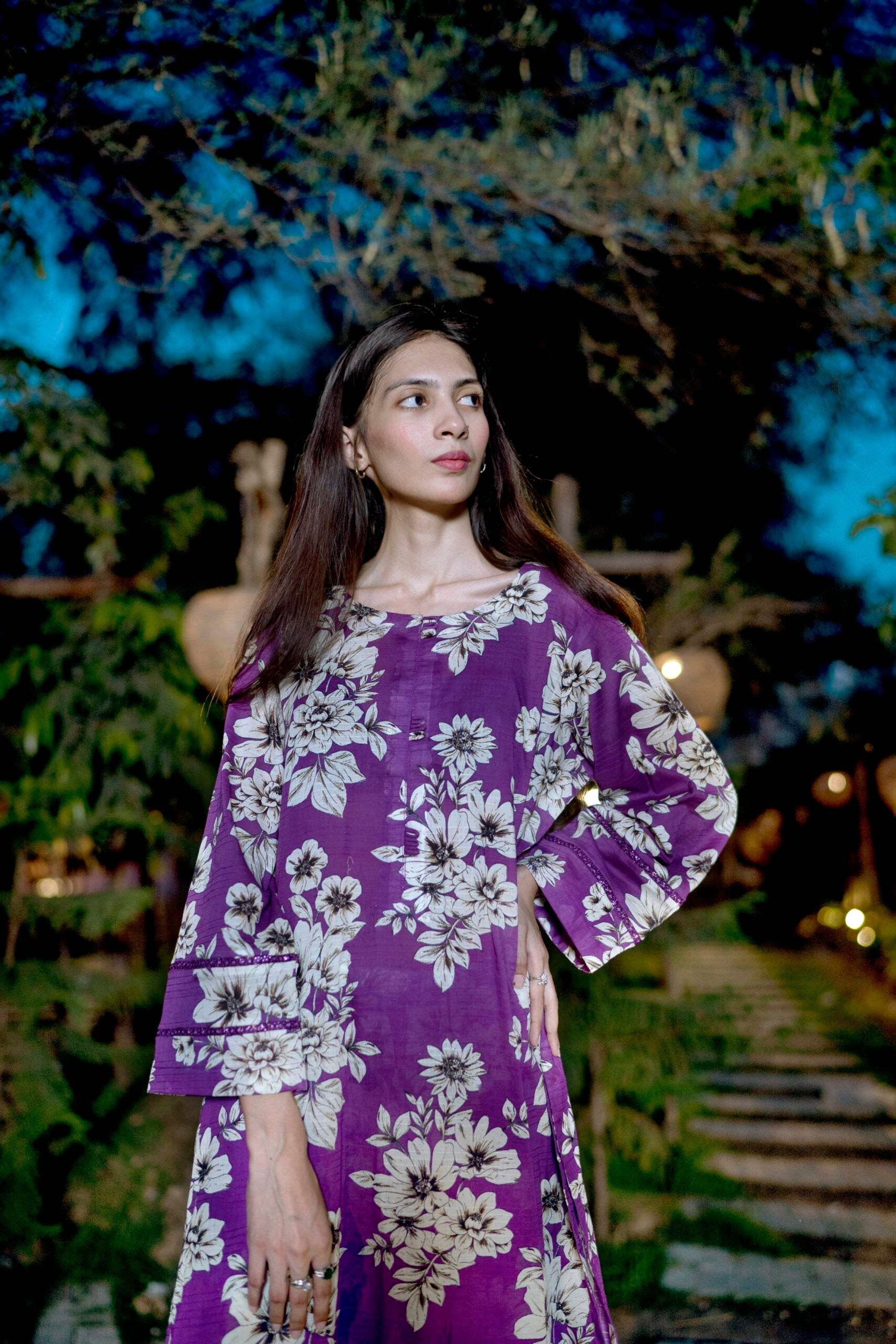 2pc Purple Digital Airjet Doria Lawn Co-Ord Set - Maan&Mahi