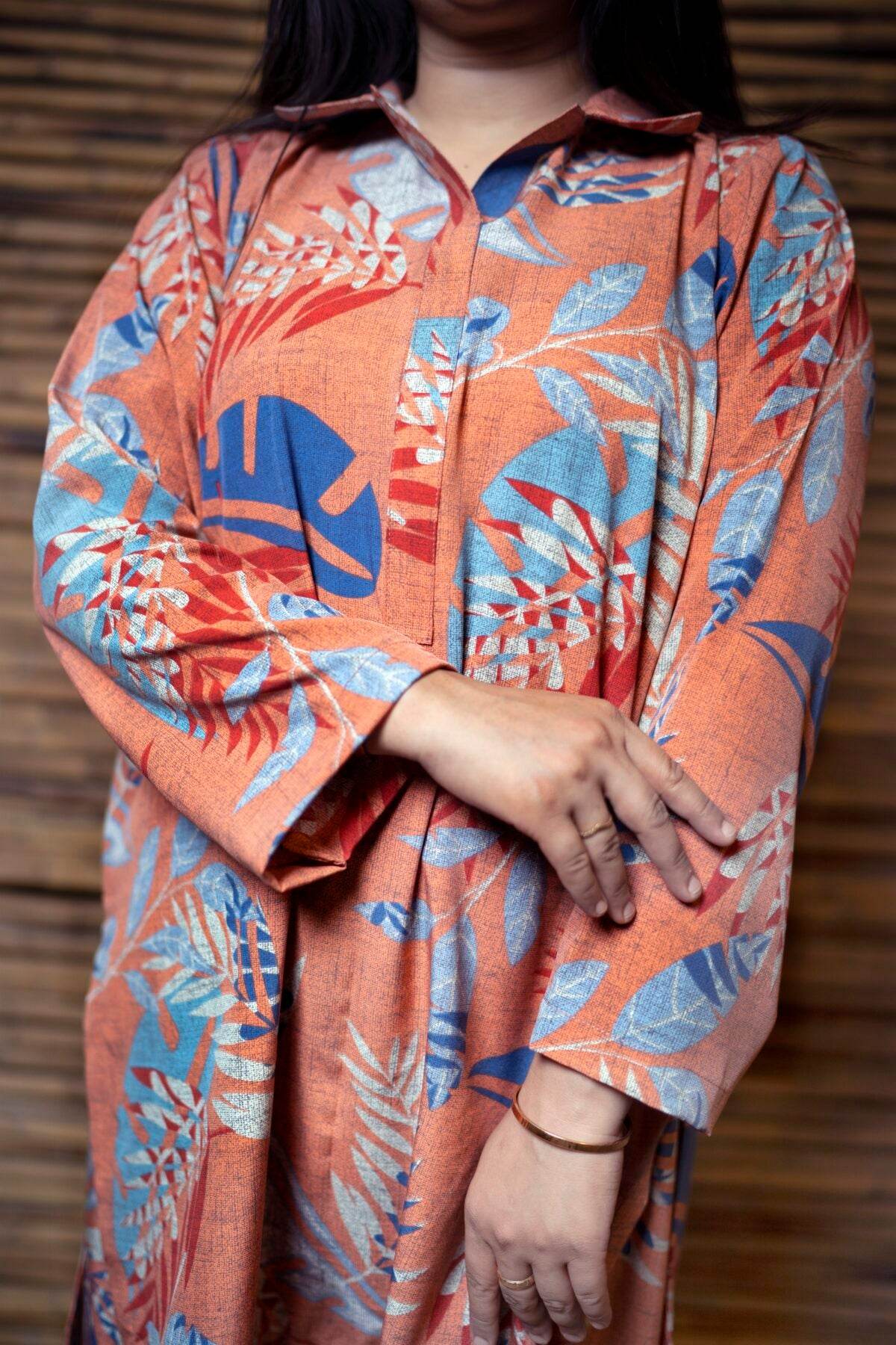 2pc Peach Digital Grip Silk Co-Ord Set - Maan&Mahi