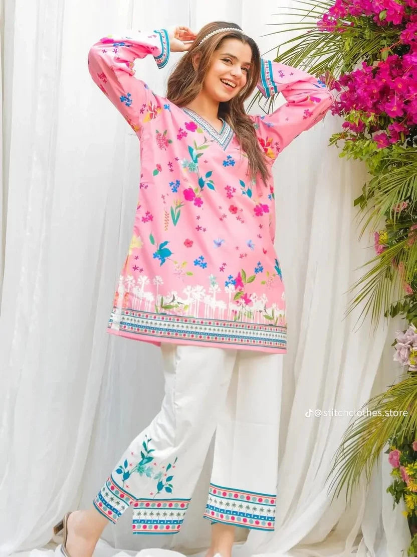 Pink Floral silk 2-Piecev