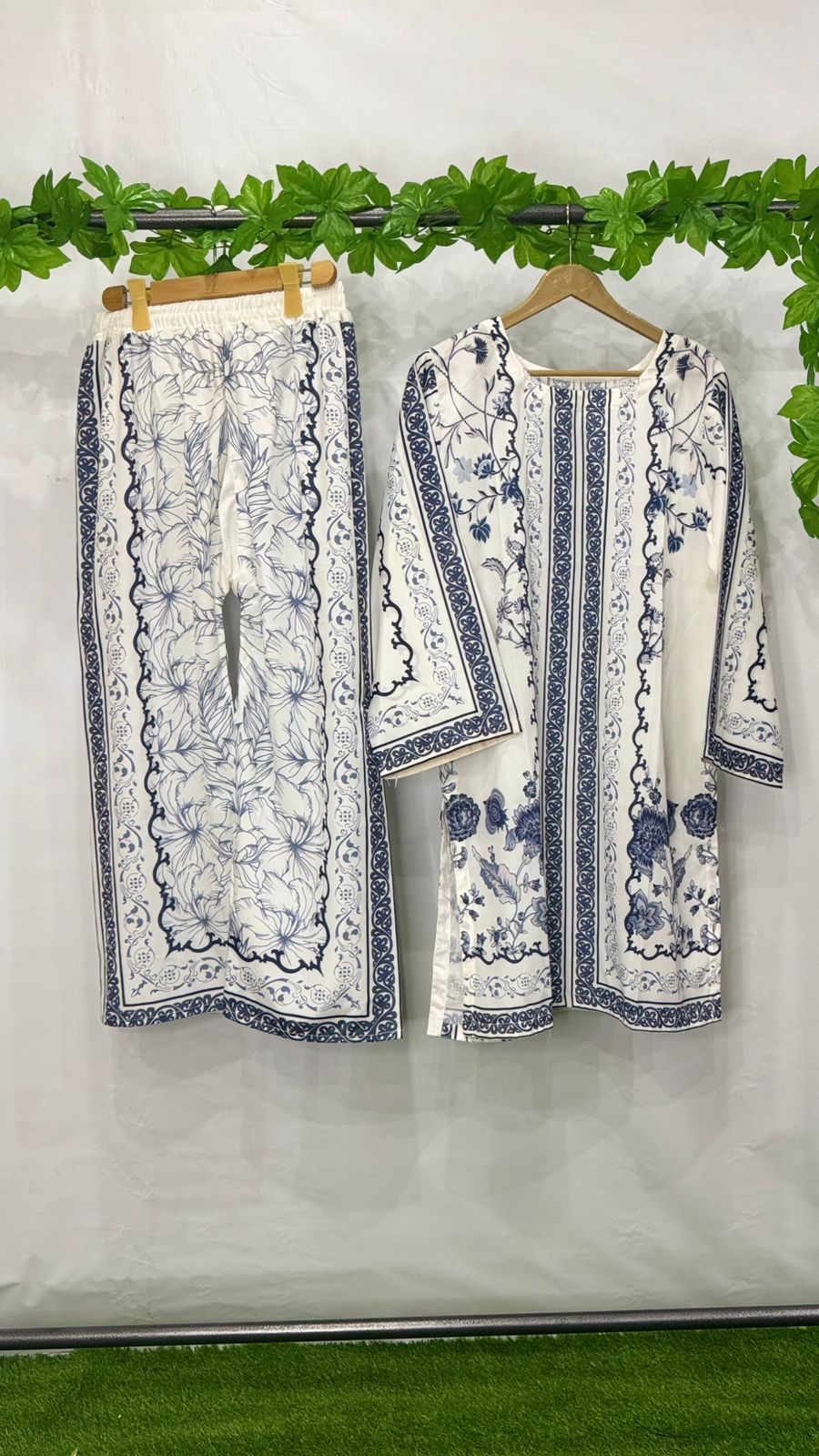 Blue Leaf silk Co-ord Set