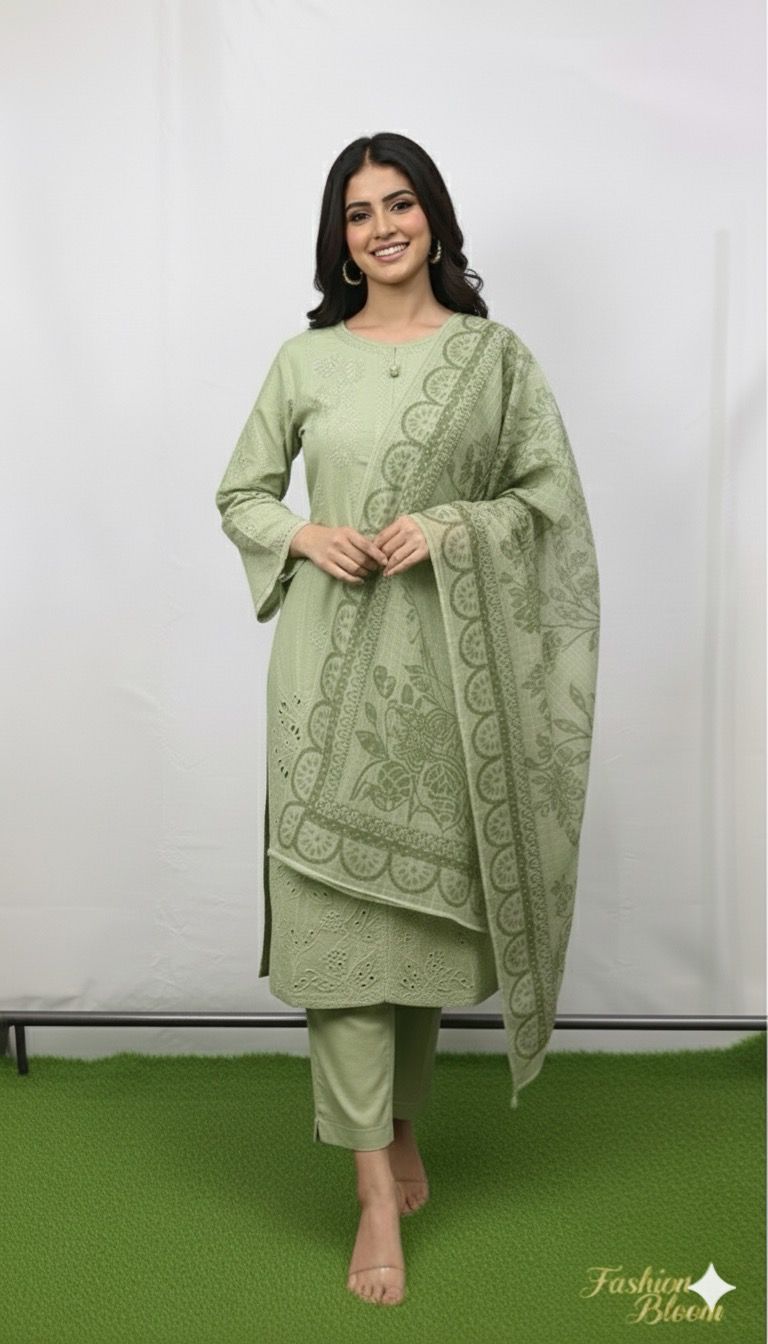Mint Charm – Winter Cotton 3 Piece Suit