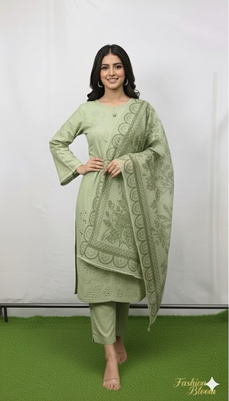 Mint Charm – Winter Cotton 3 Piece Suit