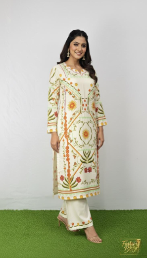 Creamy floral silk co-ord set