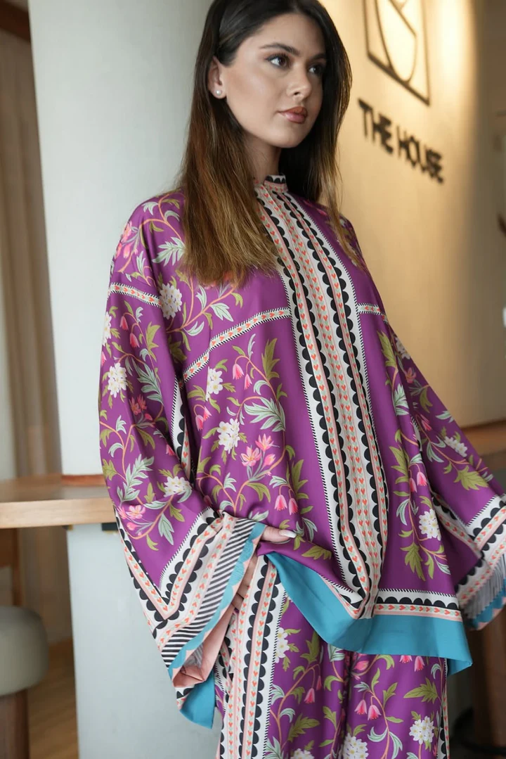 Purple Bloom silk Co-ord Set