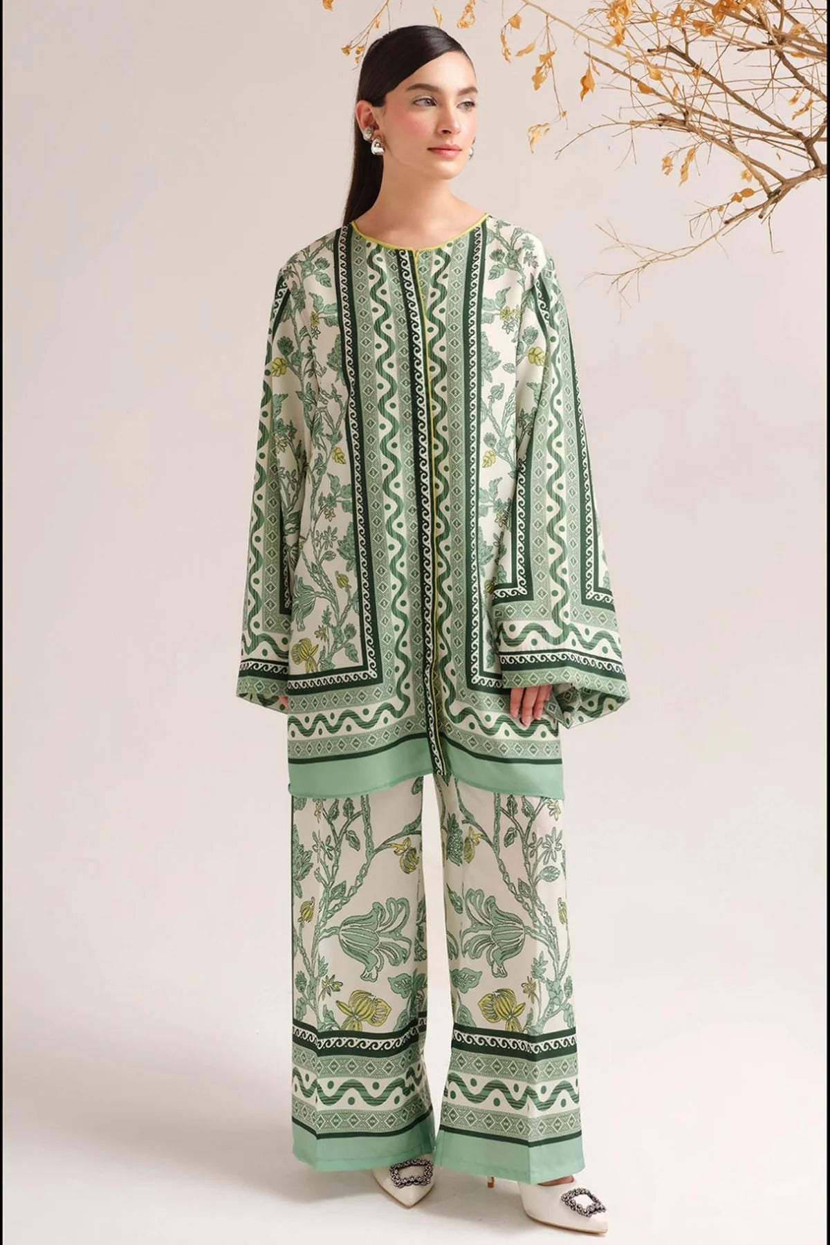 Fresh Leaf silk Co-ord Set