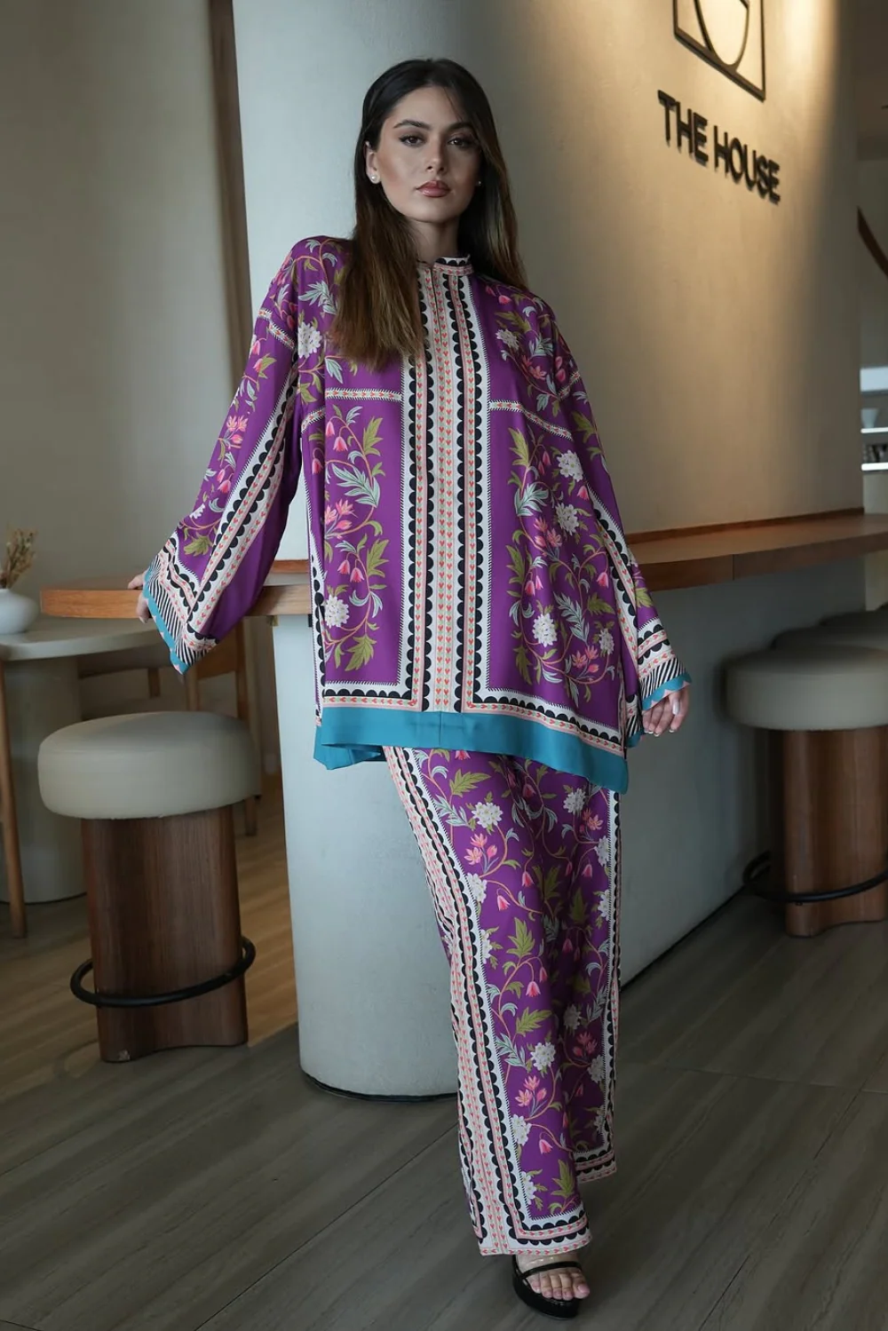 Purple Bloom silk Co-ord Set